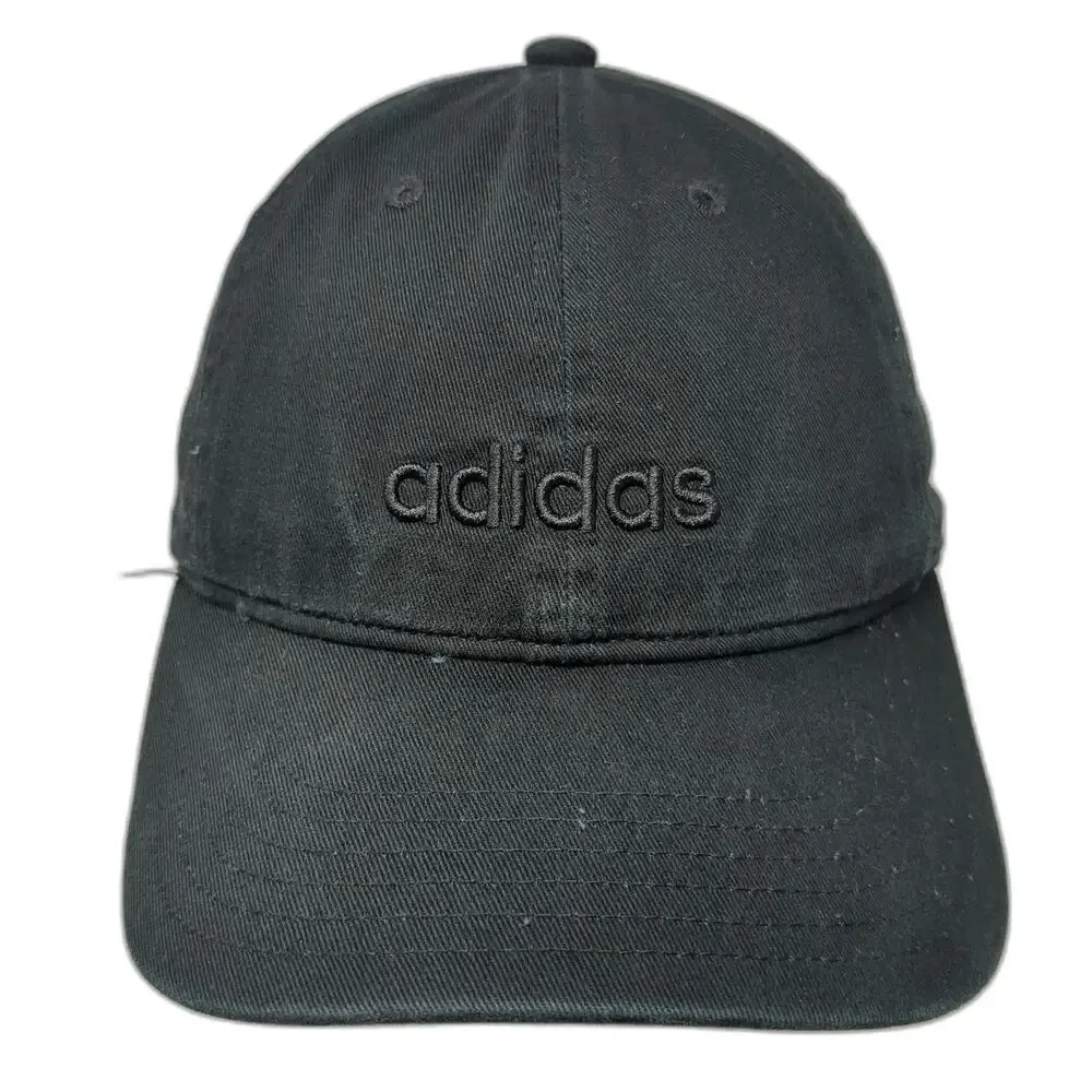 adidas Baseball Cap Black One Size Strapback Tonal Embroidery Curved Brim Hat
